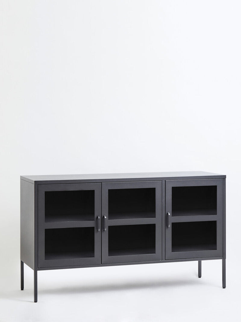 Three Door Grey Metal Sideboard | Acier