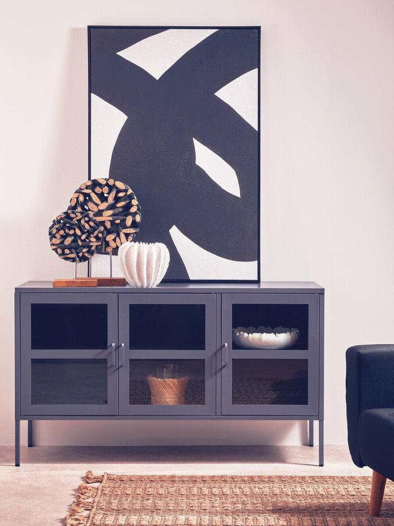 Three Door Grey Metal Sideboard | Acier