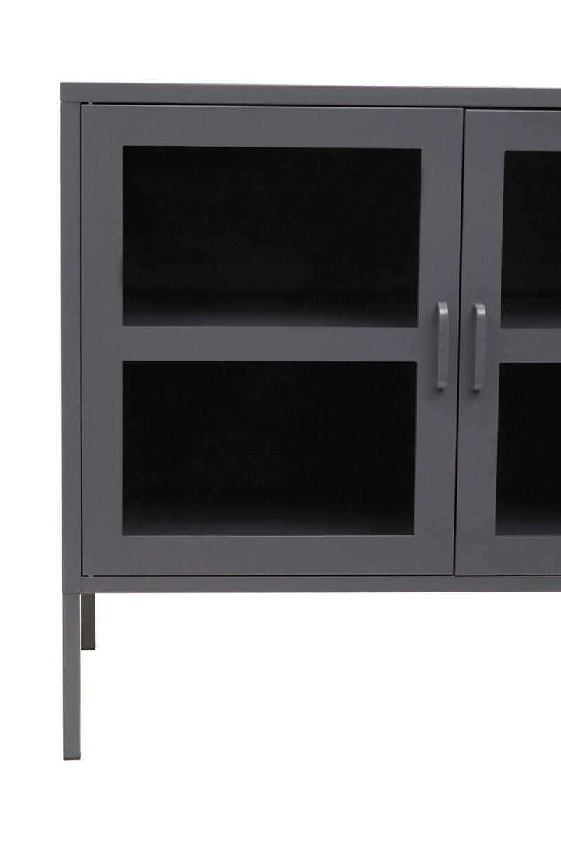 Three Door Grey Metal Sideboard | Acier