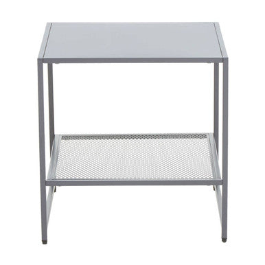 Grey Powder Coated Metal Square Side Table with Open Mesh Shelf, Acero | Acero