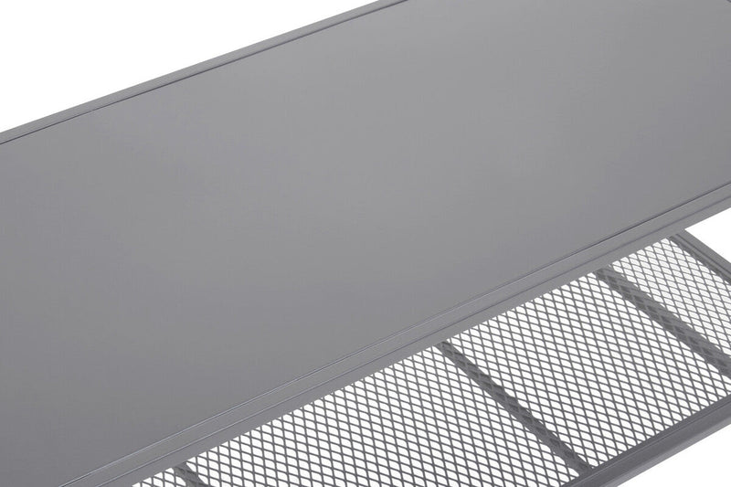 Grey Powder Coated Metal Coffee Table with Lower Mesh Display Shelf, Acero | Acero