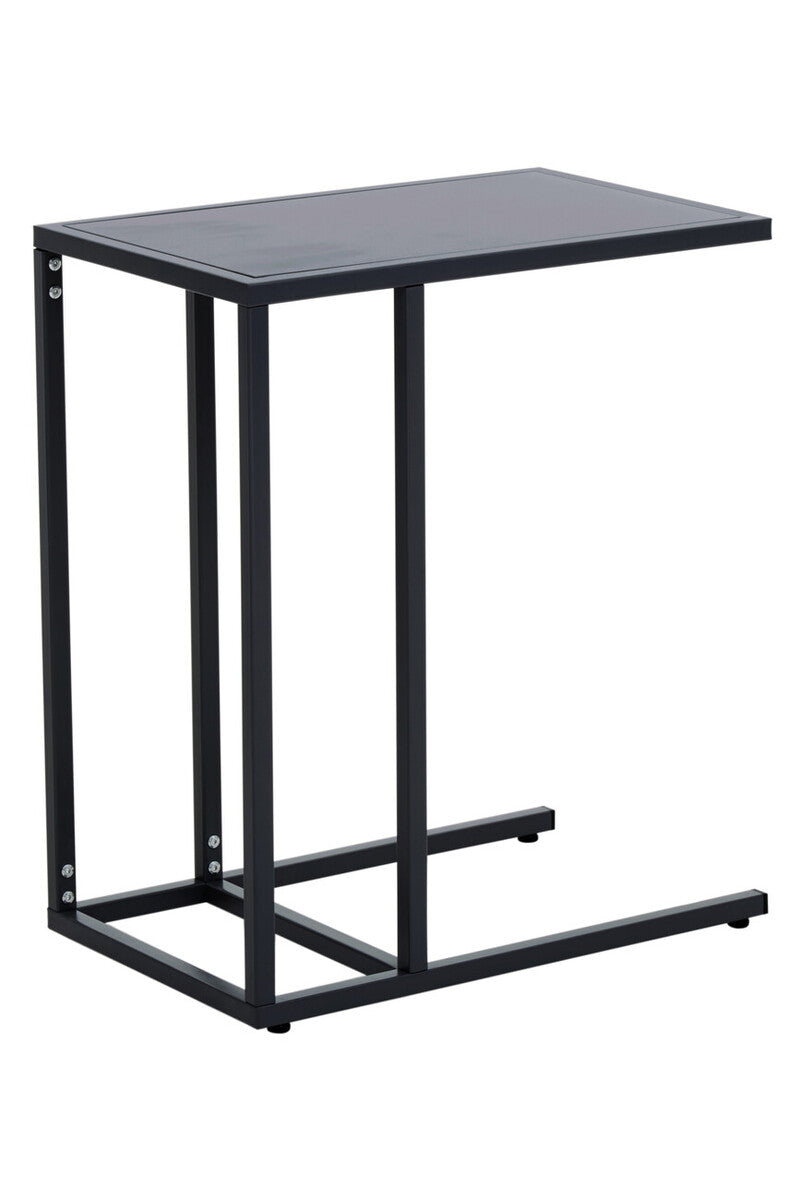 Black Powder Coated Metal Side Table with C-Shaped Design, Acero | Acero