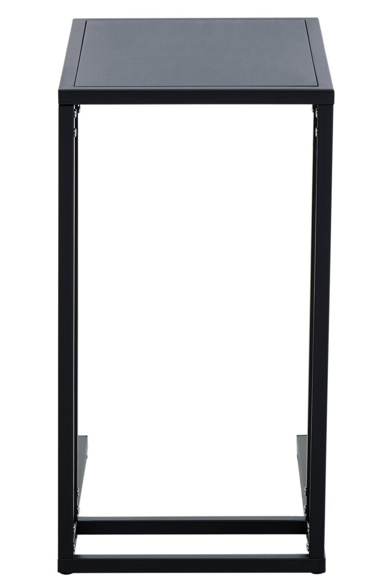 Black Powder Coated Metal Side Table with C-Shaped Design, Acero | Acero