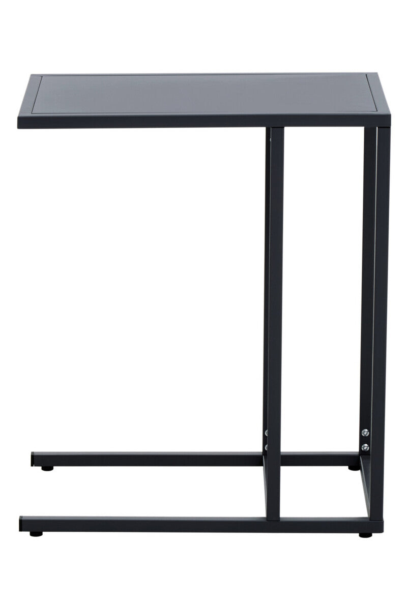 Black Powder Coated Metal Side Table with C-Shaped Design, Acero | Acero
