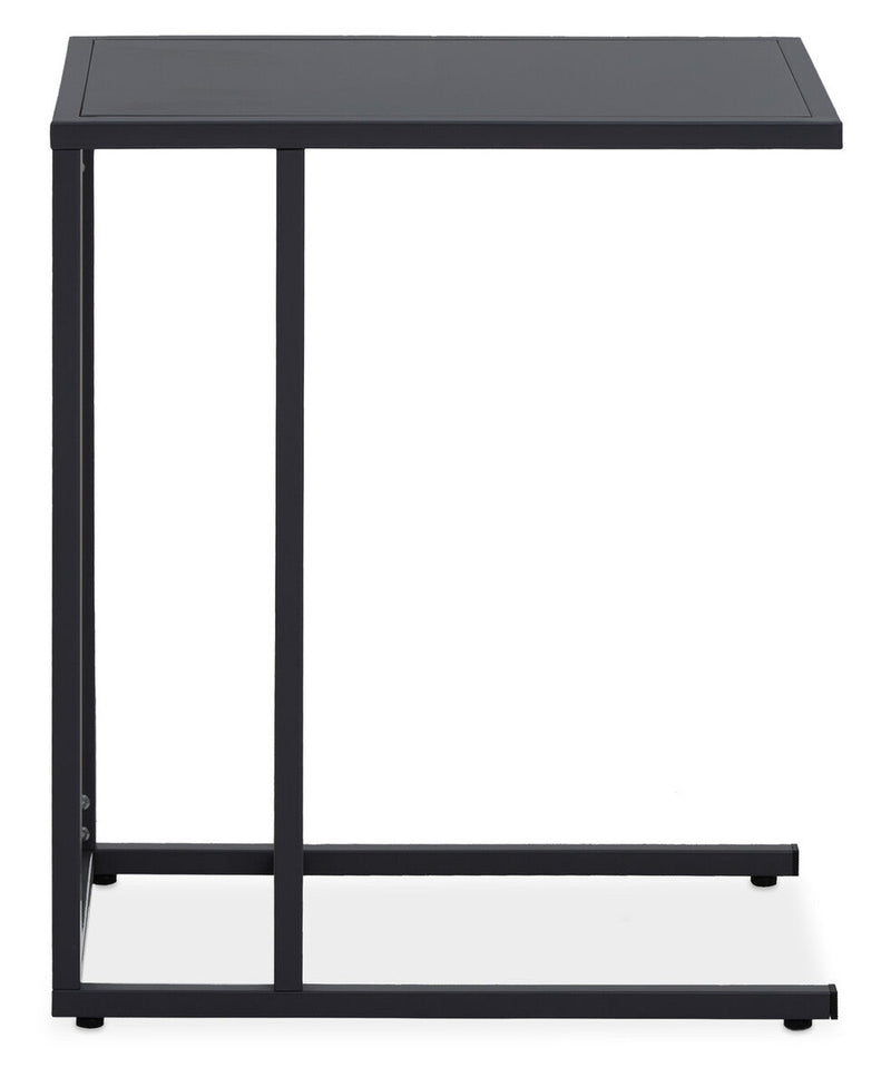 Black Powder Coated Metal Side Table with C-Shaped Design, Acero | Acero
