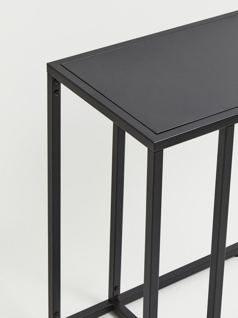 Black Powder Coated Metal Side Table with C-Shaped Design, Acero | Acero