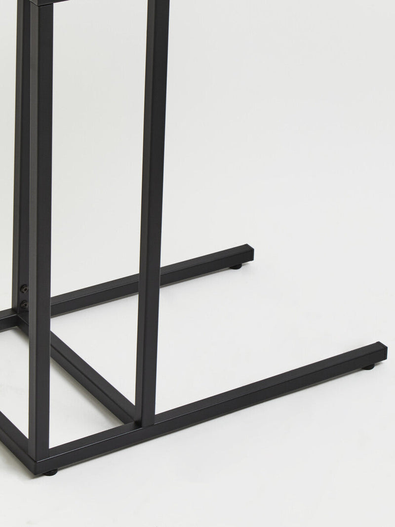 Black Powder Coated Metal Side Table with C-Shaped Design, Acero | Acero