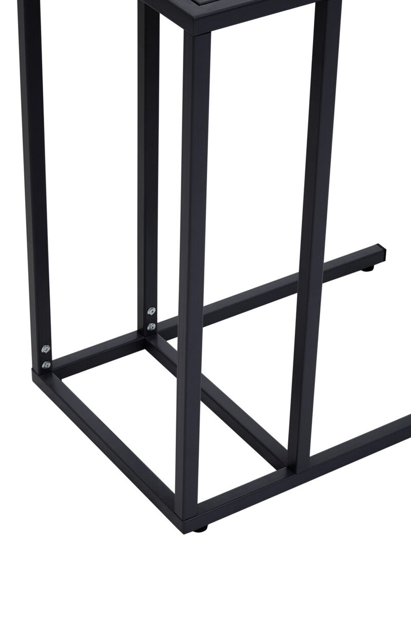 Black Powder Coated Metal Side Table with C-Shaped Design, Acero | Acero