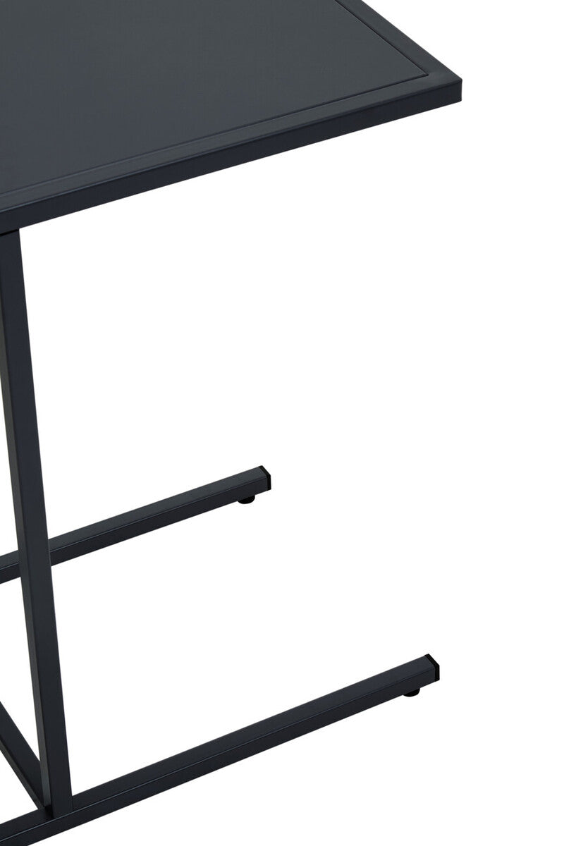 Black Powder Coated Metal Side Table with C-Shaped Design, Acero | Acero