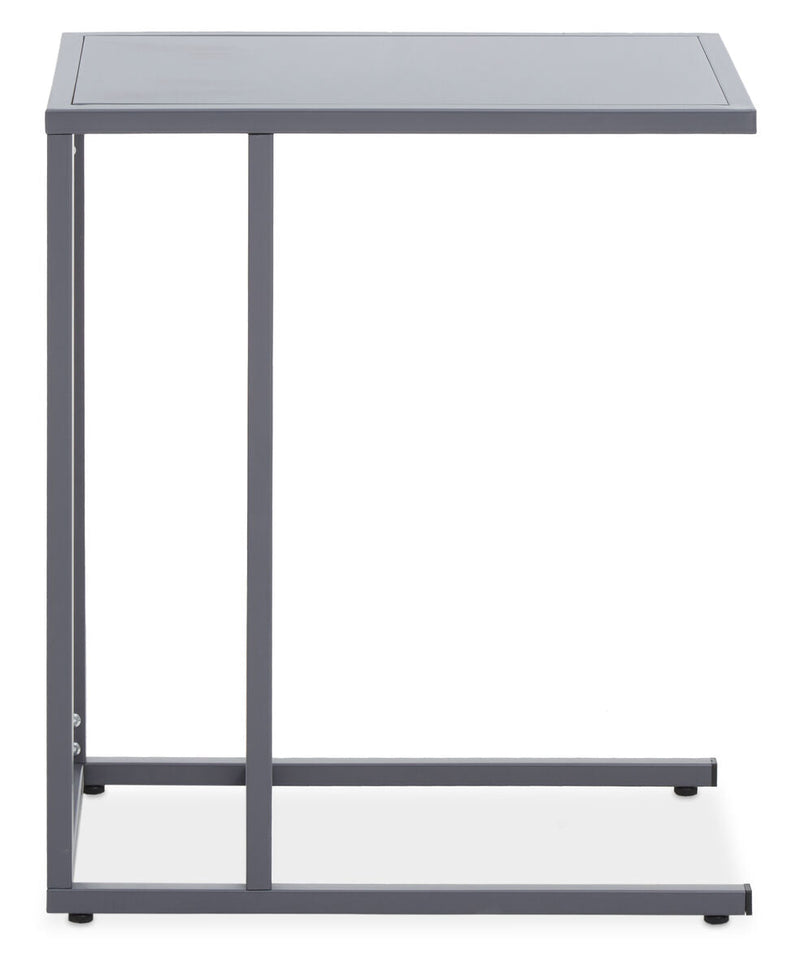 Grey Powder Coated Metal Side Table with C-Shaped Design, Acero | Acero