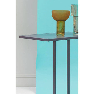 Grey Powder Coated Metal Side Table with C-Shaped Design, Acero | Acero