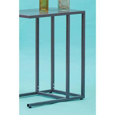 Grey Powder Coated Metal Side Table with C-Shaped Design, Acero | Acero