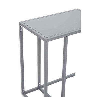 Grey Powder Coated Metal Side Table with C-Shaped Design, Acero | Acero