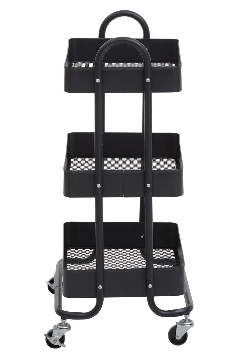 Three Tier Black Metal Trolley | Acero