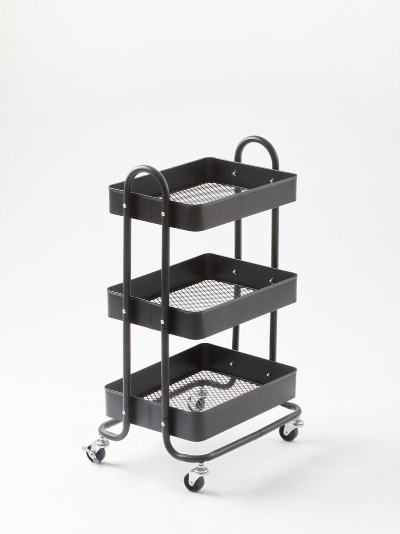 Three Tier Black Metal Trolley | Acero