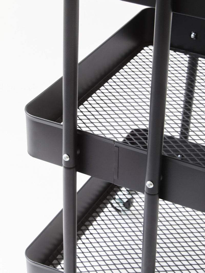 Three Tier Black Metal Trolley | Acero