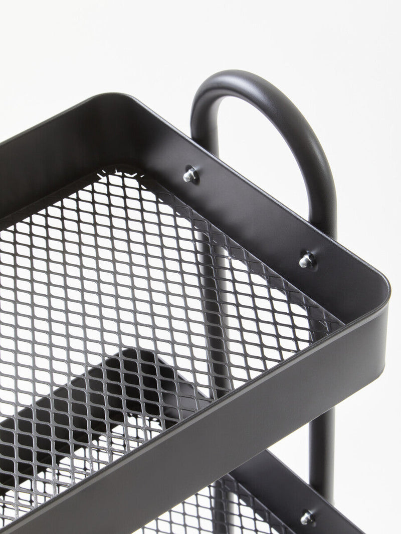 Three Tier Black Metal Trolley | Acero