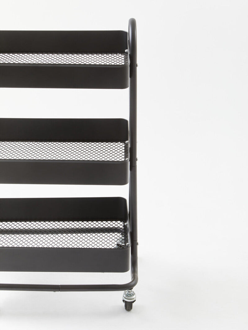 Three Tier Black Metal Trolley | Acero