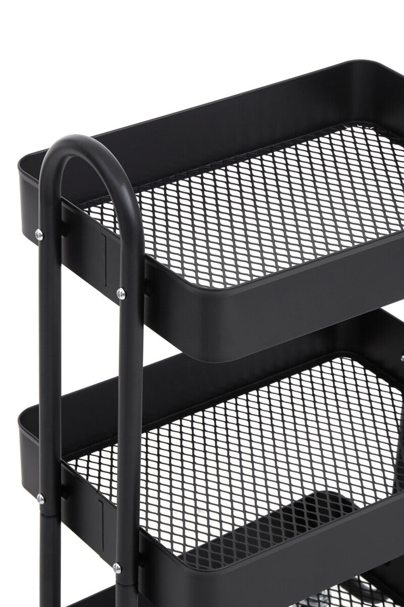 Three Tier Black Metal Trolley | Acero