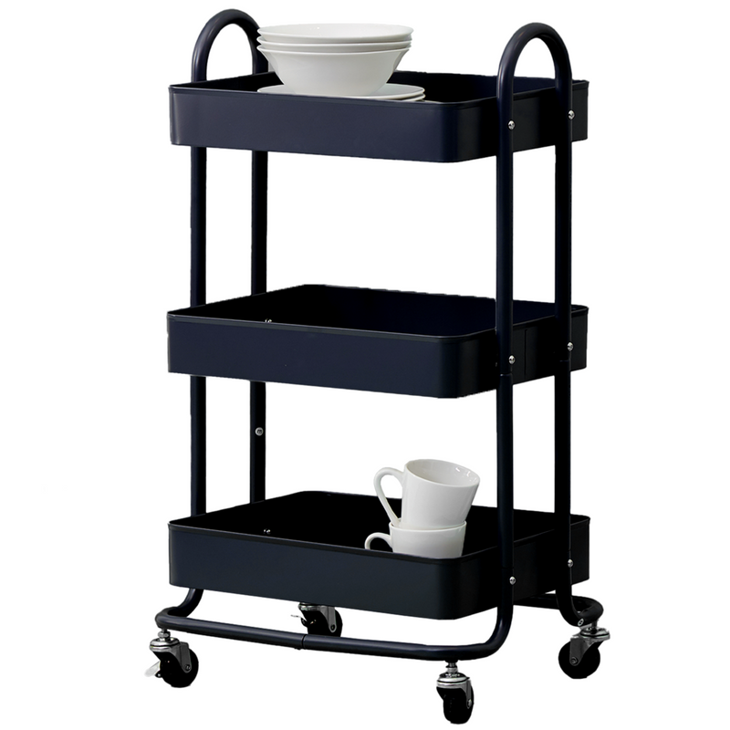 Three Tier Black Metal Trolley | Acero