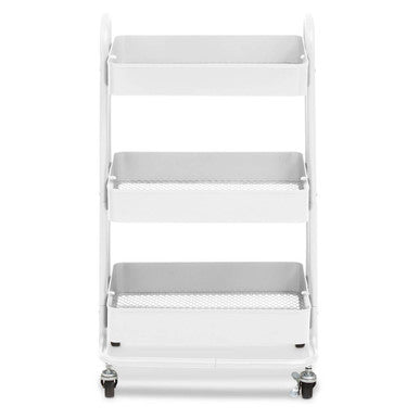 Three Tier White Metal Trolley | Acero