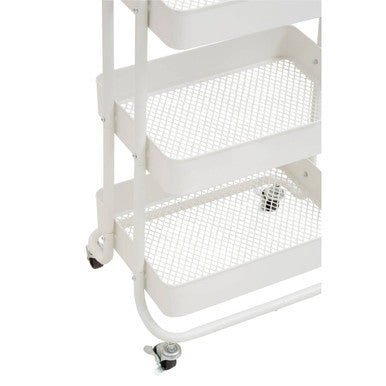 Three Tier White Metal Trolley | Acero
