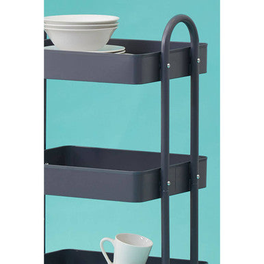 Three Tier Grey Metal Trolley | Acero