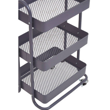 Three Tier Grey Metal Trolley | Acero