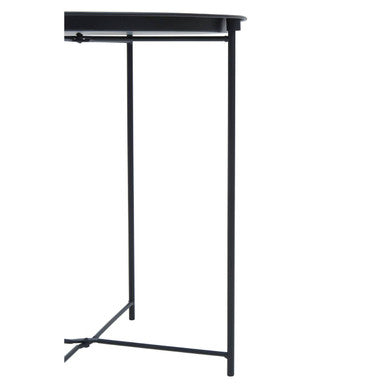 Black Powder Coated Metal Round Side Table with Intersecting Cross Base, Acero | Acero