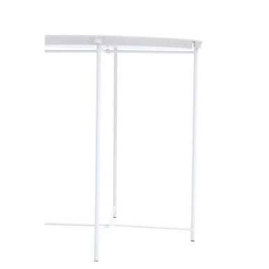 White Powder Coated Metal Round Side Table with Intersecting Cross Base, Acero | Acero