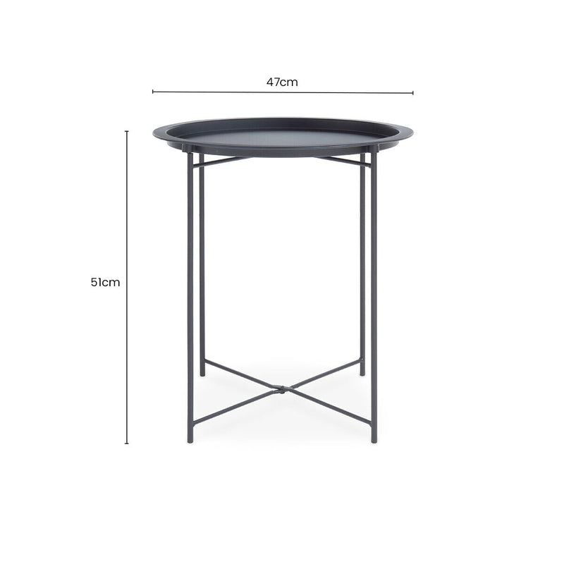Grey Powder Coated Metal Round Side Table with Intersecting Cross Base, Acero | Acero