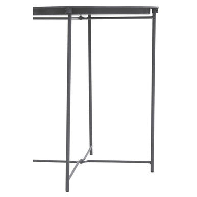 Grey Powder Coated Metal Round Side Table with Intersecting Cross Base, Acero | Acero