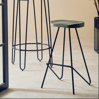 Wooden Top Bar Stool with Metal Legs | District