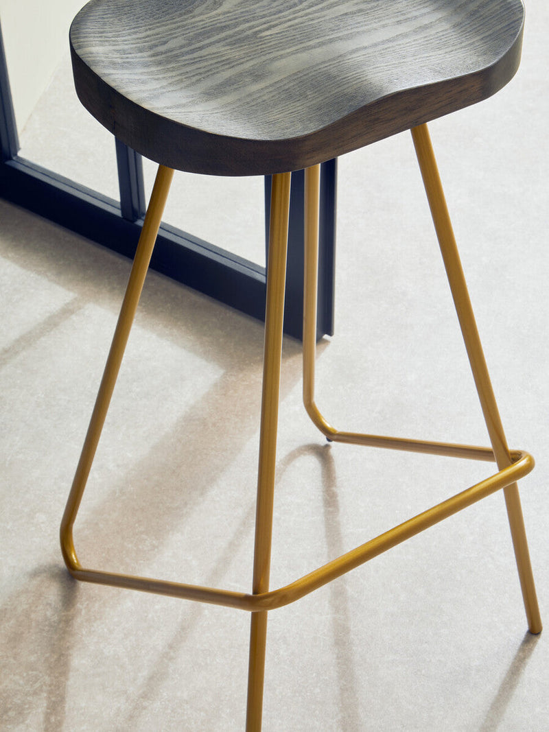 Elm Wood Bar Stool with Metal Legs | District