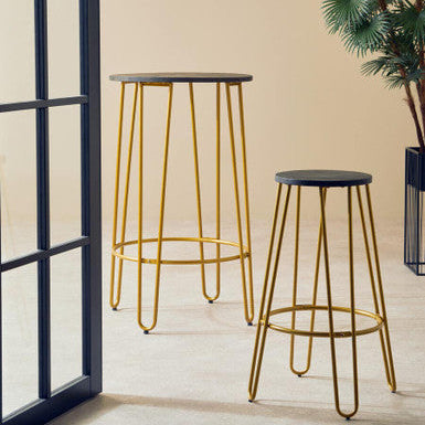 Gold Finish Metal Frame Bar Stool | District