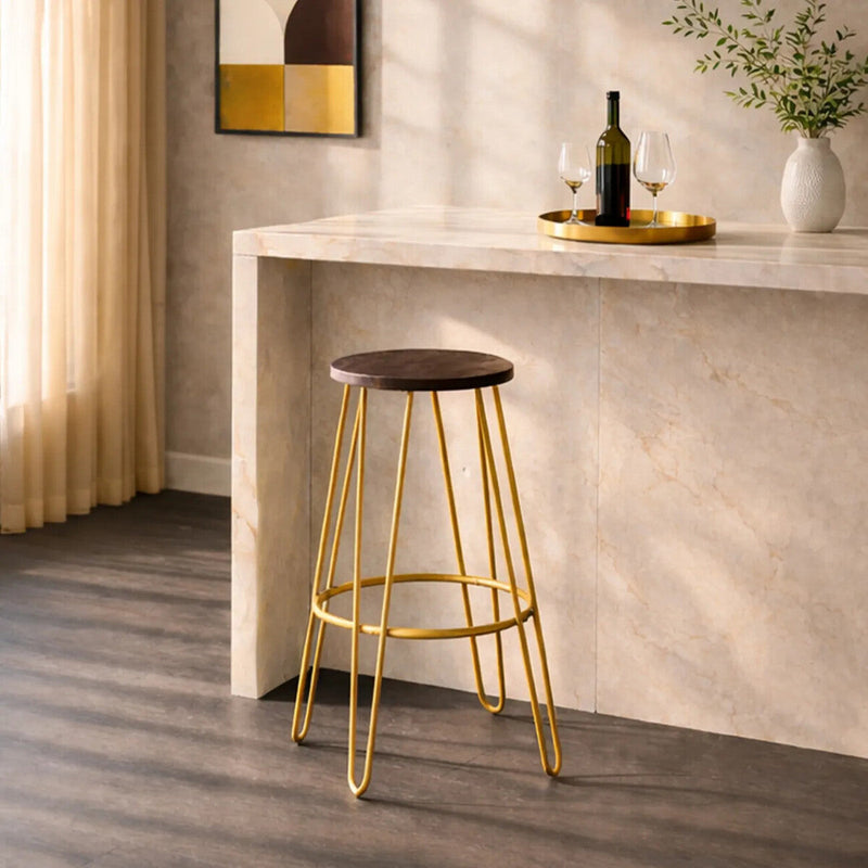 Gold Finish Metal Frame Bar Stool | District