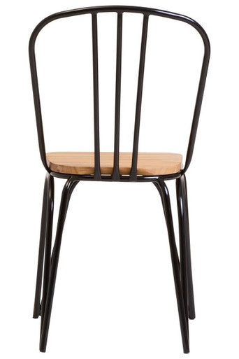 Dining Chair Elm Wood Seat with Black Finish Metal Frame | District