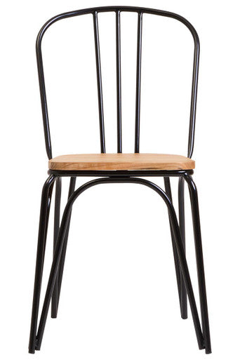 Dining Chair Elm Wood Seat with Black Finish Metal Frame | District