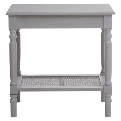 Slate Grey Wooden Side Table with Cane Webbing Detail | Heritage