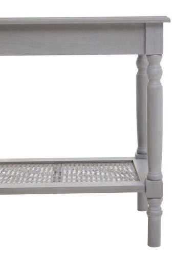Slate Grey Wooden Side Table with Cane Webbing Detail | Heritage