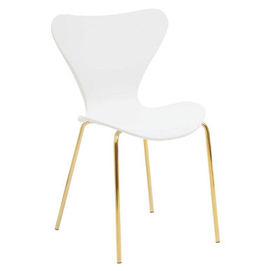 White Seat and Gold Finish Legs Dining Chair | Laila