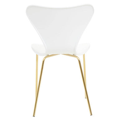 White Seat and Gold Finish Legs Dining Chair | Laila