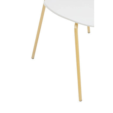 White Seat and Gold Finish Legs Dining Chair | Laila