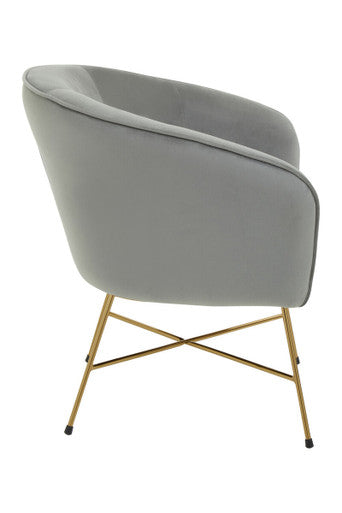 Grey Velvet Curved Accent Chair | Stockholm