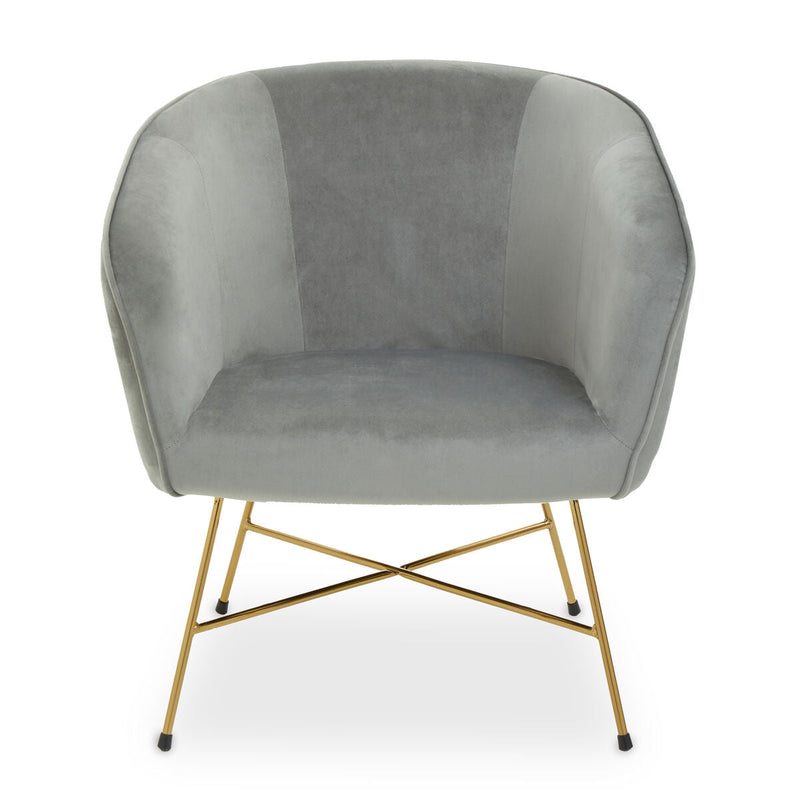 Grey Velvet Curved Accent Chair | Stockholm