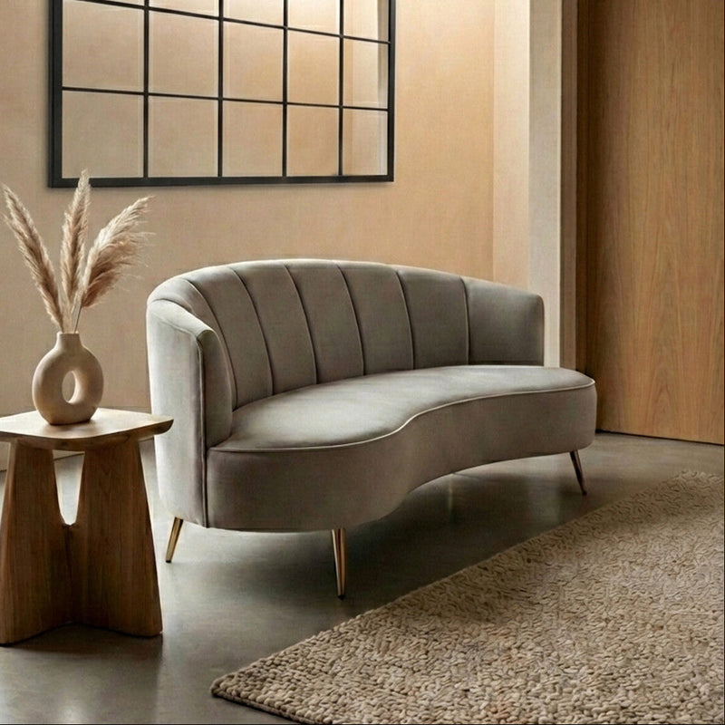 3 Seater Grey Velvet Sofa | Hasna