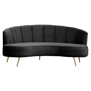 3 Seater Black Velvet Sofa | Hasna