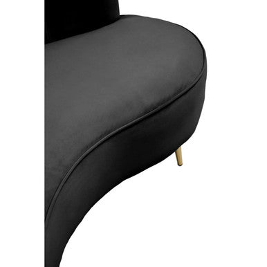 3 Seater Black Velvet Sofa | Hasna