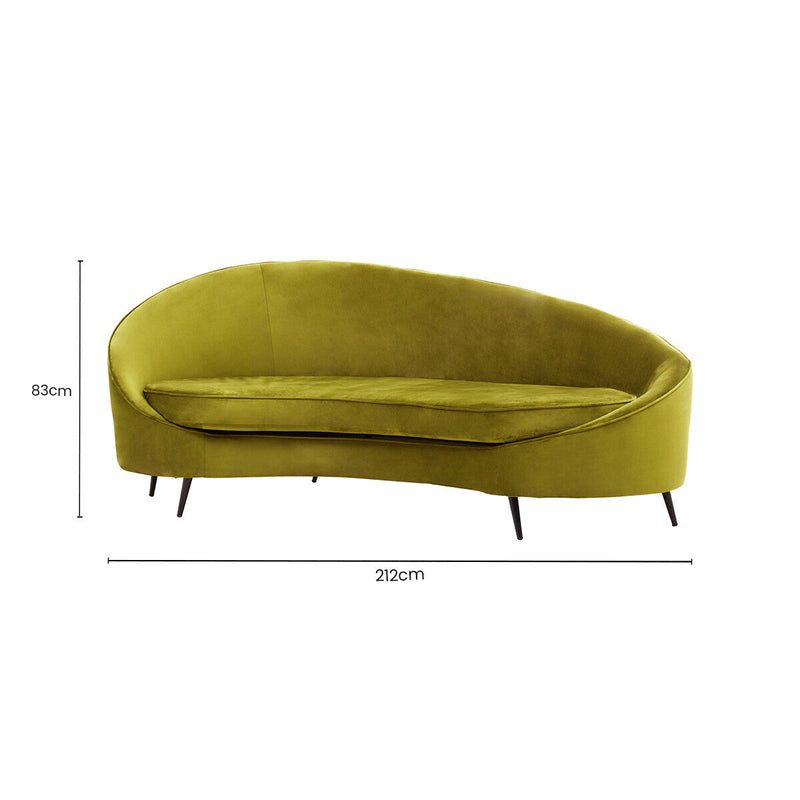 3 Seater Olive Velvet Sofa | Hasina