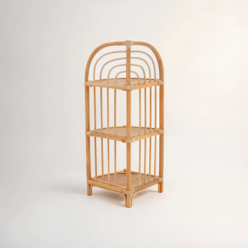 Three Tier Natural Rattan Corner Shelf Unit | Mataram